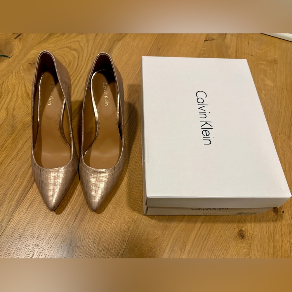 Calvin Klein Rose Gold Heels Sleek Modern Design